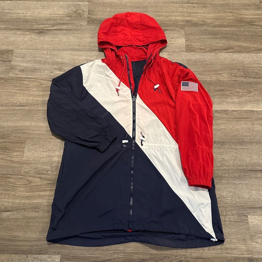 Polo Ralph Lauren USA Flag Color Block Windbreaker Jacket Women's Size S Nylon